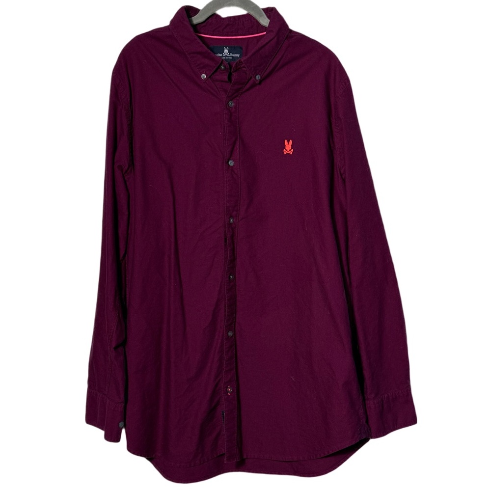 Psycho Bunny Burgundy Casual Button-Down Shirt Sz XXL